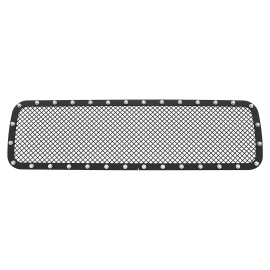 APS GR14LED13H - Black Stainless Steel Lower Bumper 1.8mm Wire Mesh Grille w/ Rivet