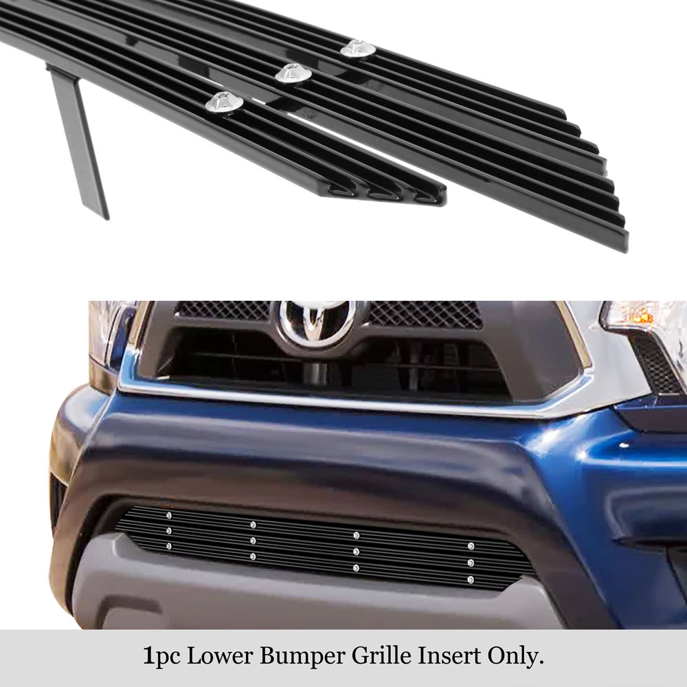 APS GR20FFI38U - Black Aluminum Lower Bumper 20mm Horizontal Billet Grille w/ Rivet