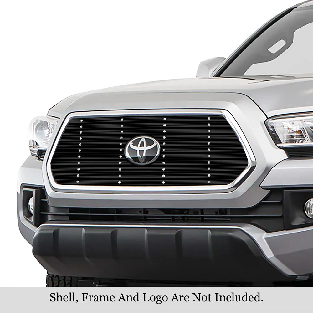 APS GR20HFJ31U - Black Aluminum Main Upper 20mm Horizontal Billet Grille w/ Rivet