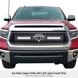 APS GR20LEI85L - Black Stainless Steel Main Upper Laser Cut Rivet Mesh Grille w/ 2 x 12" LED