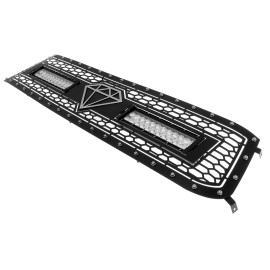 APS GR20LEI85L - Black Stainless Steel Main Upper Laser Cut Rivet Mesh Grille w/ 2 x 12" LED