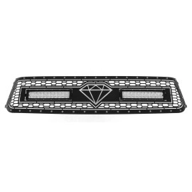 APS GR20LEI85L - Black Stainless Steel Main Upper Laser Cut Rivet Mesh Grille w/ 2 x 12" LED