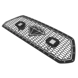 APS GR20LFC58L - Black Stainless Steel Main Upper Laser Cut Rivet Mesh Grille w/ 2 x 3" LED