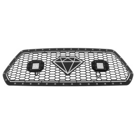 APS GR20LFC58L - Black Stainless Steel Main Upper Laser Cut Rivet Mesh Grille w/ 2 x 3" LED