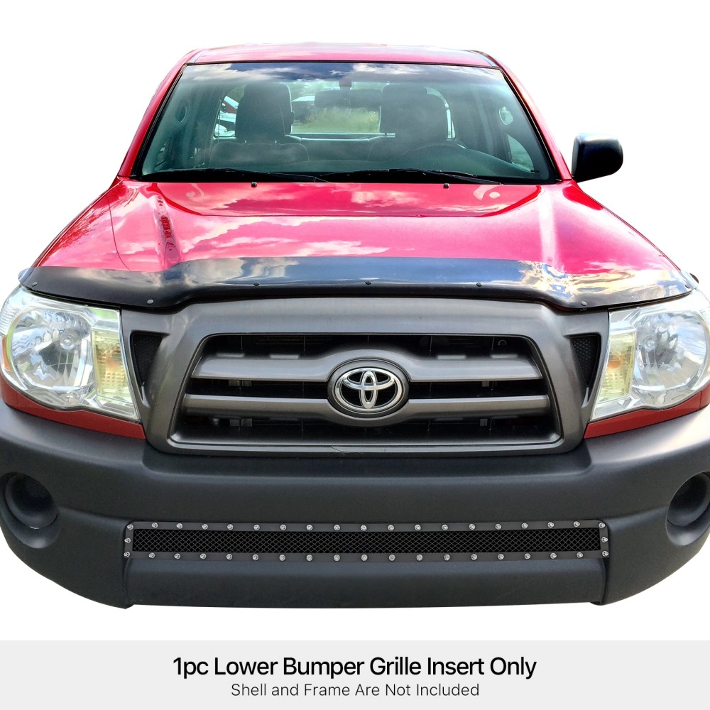 APS GR20LFD57H - Black Stainless Steel Lower Bumper 1.8mm Wire Mesh Grille w/ Rivet