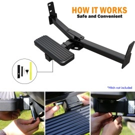 APS HS09CAA2H - 5" iStep Style Class 3 Black Stainless Steel Rear Hitch Step - 14" Long