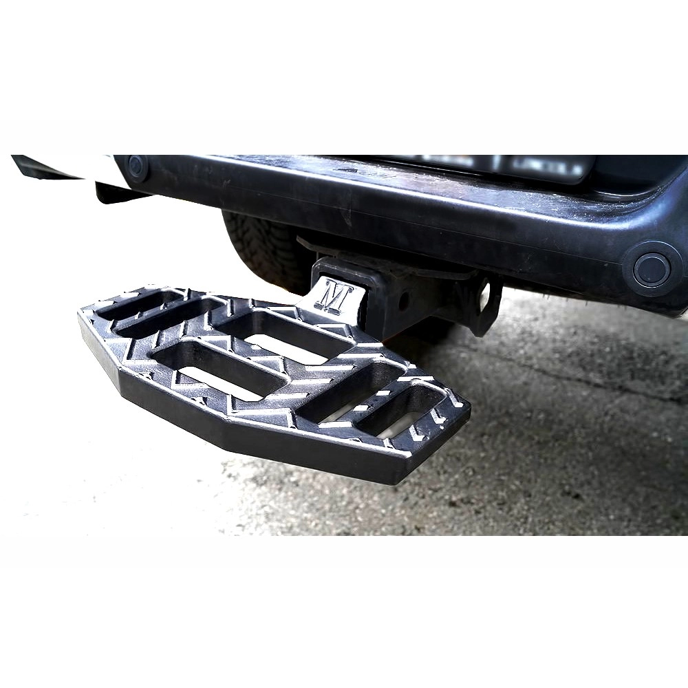 APS HS19CAA2B - Class 3 Octagon Style Black Iron Rear Hitch Step - 12" Long w/o Pin Lock