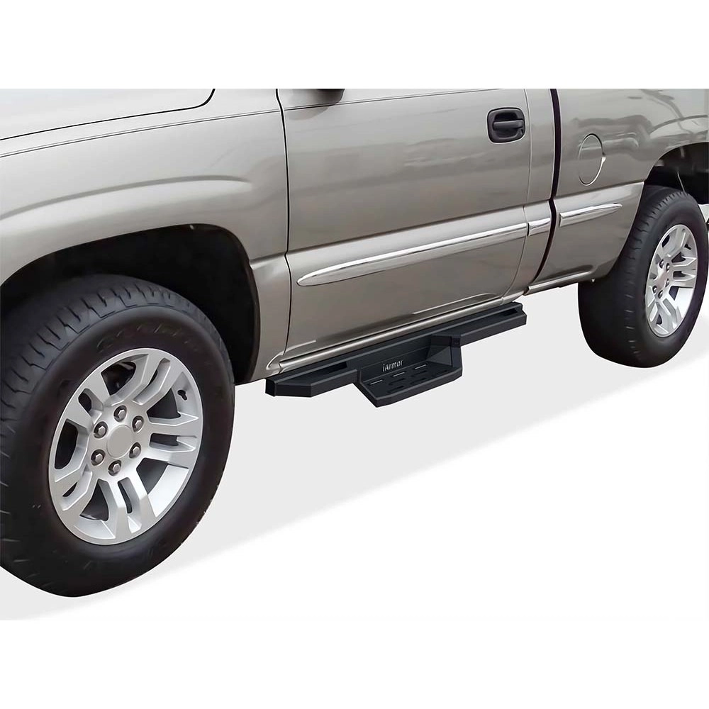 APS IA03NJJ7B - Square Tube Drop Style Door-to-Door Black Stainless Steel Nerf Bars