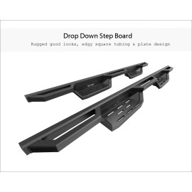 APS IA04NAE9B - Square Tube Drop Style Door-to-Door Black Stainless Steel Nerf Bars
