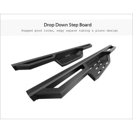 APS IA04NAG8B - Square Tube Drop Style Door-to-Door Black Stainless Steel Nerf Bars