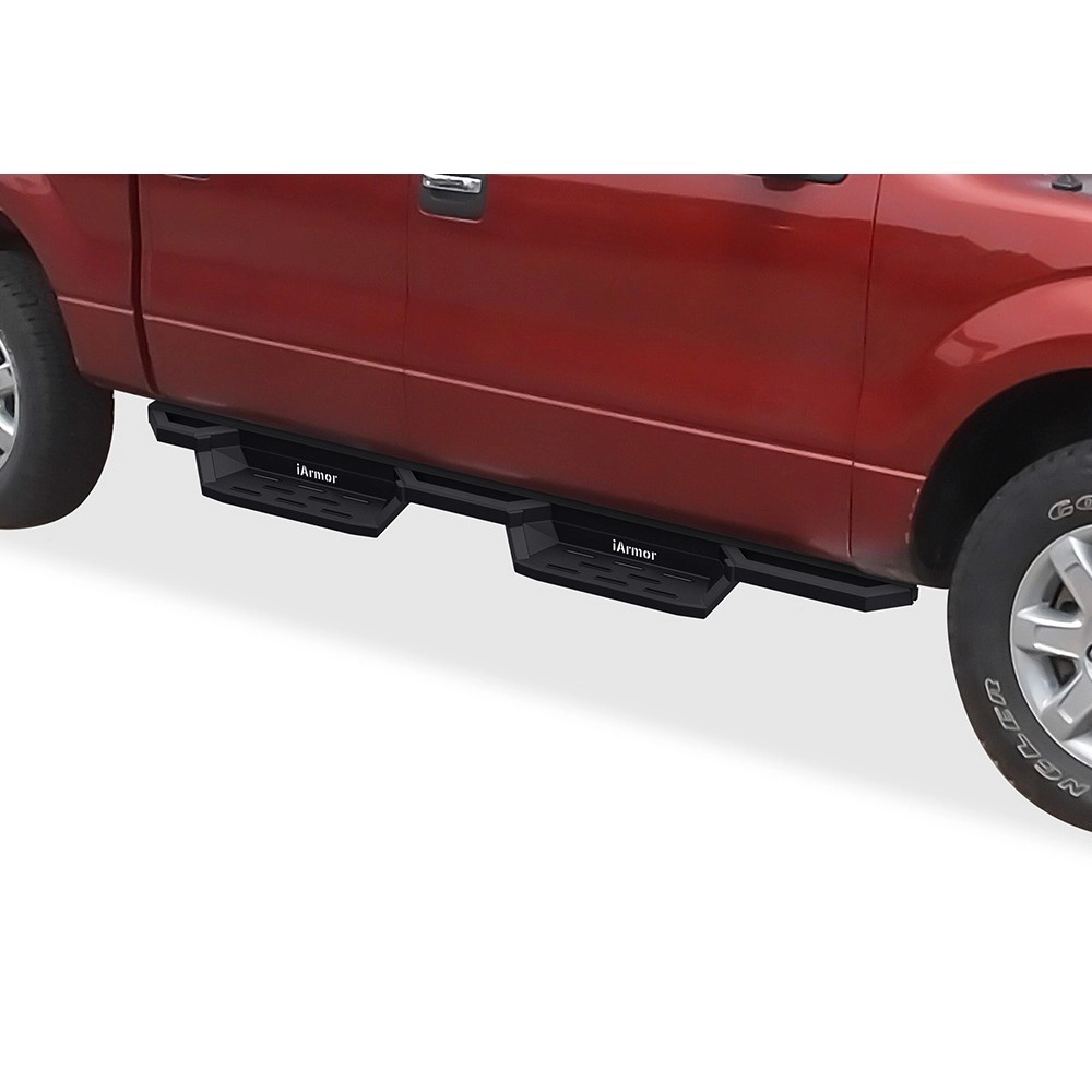 APS IA06NAG7B - Square Tube Drop Style Door-to-Door Black Stainless Steel Nerf Bars