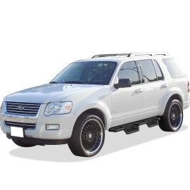 APS IA06NIB3B - Square Tube Drop Style Door-to-Door Black Stainless Steel Nerf Bars