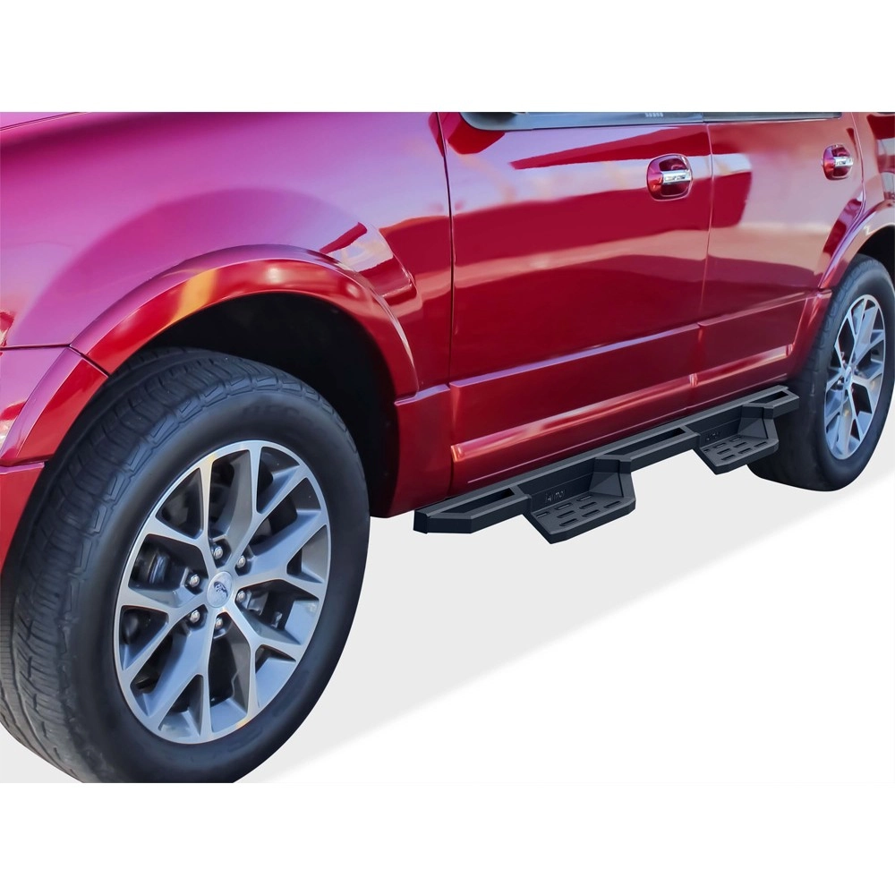 APS IA06NIB5B - Square Tube Drop Style Door-to-Door Black Stainless Steel Nerf Bars