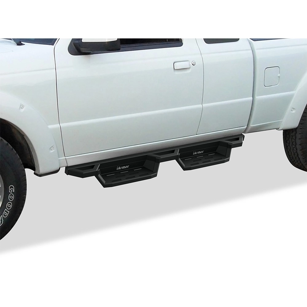 APS IA06NJC9B - Square Tube Drop Style Door-to-Door Black Stainless Steel Nerf Bars