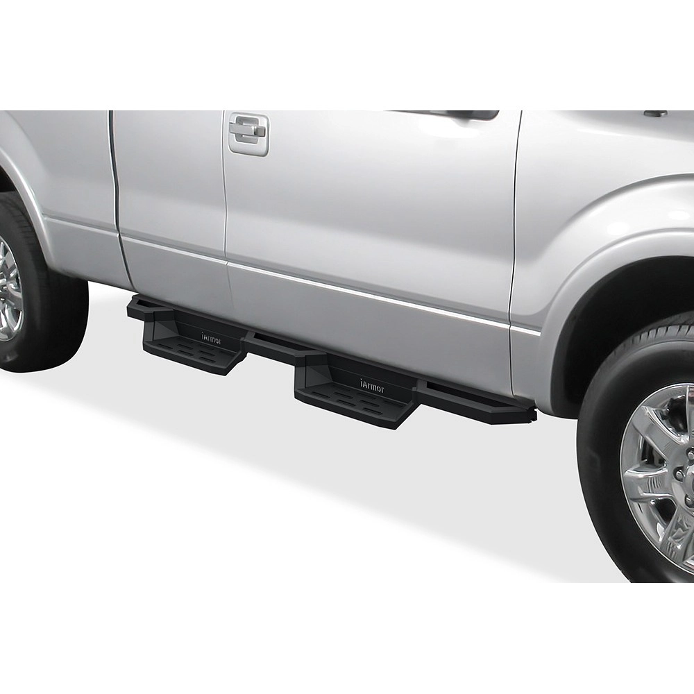 APS IA06NJJ3B - Square Tube Drop Style Door-to-Door Black Stainless Steel Nerf Bars