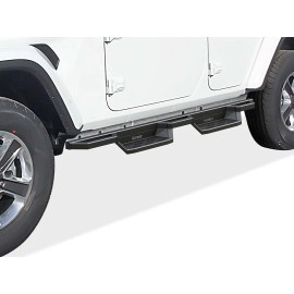 APS IA10NAA1B - Square Tube Drop Style Door-to-Door Black Stainless Steel Nerf Bars