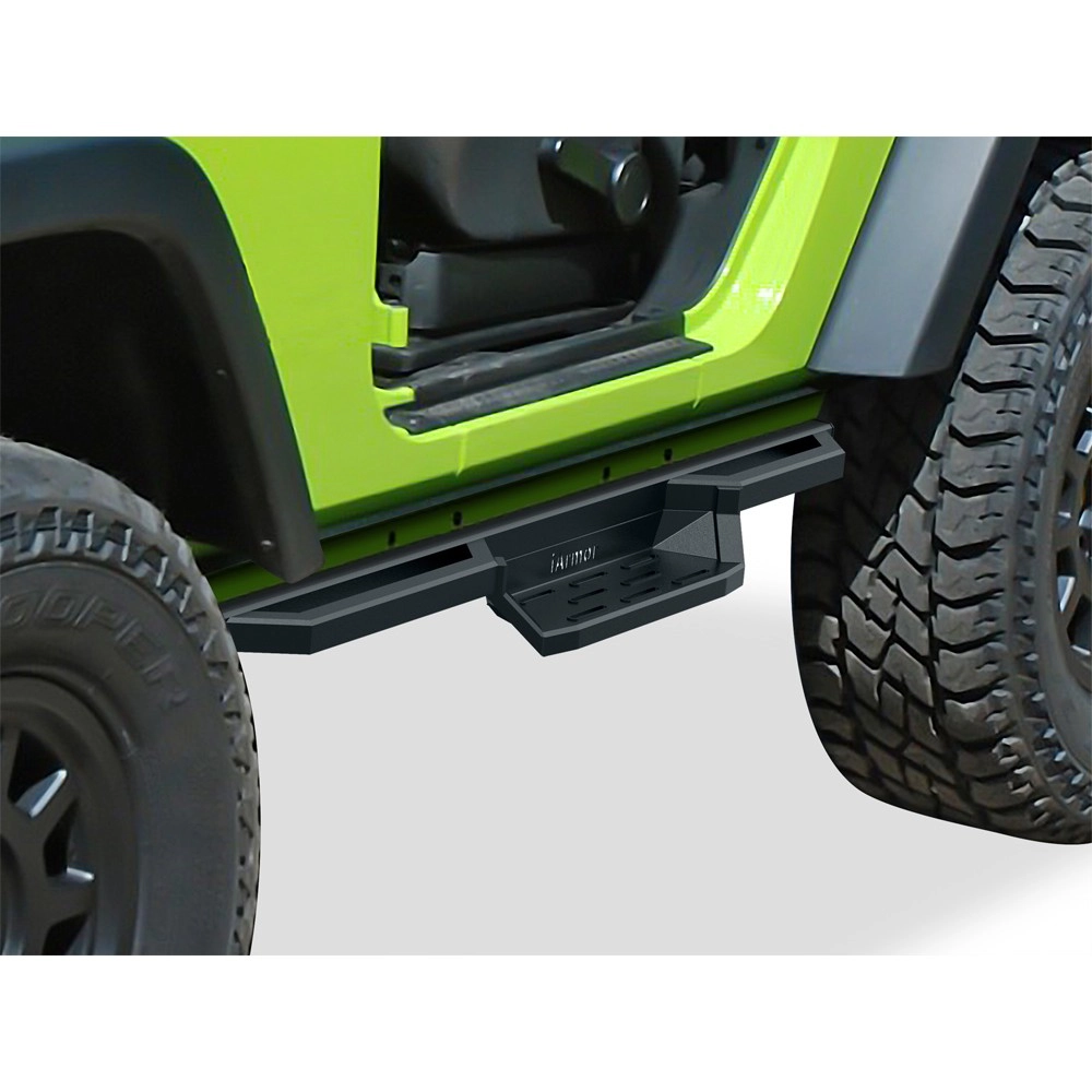 APS IA10NAJ6B - Square Tube Drop Style Door-to-Door Black Stainless Steel Nerf Bars