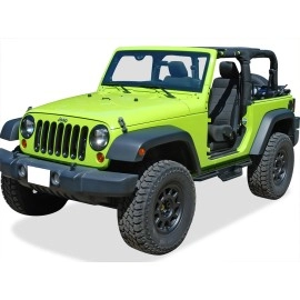 APS IA10NAJ6B - Square Tube Drop Style Door-to-Door Black Stainless Steel Nerf Bars