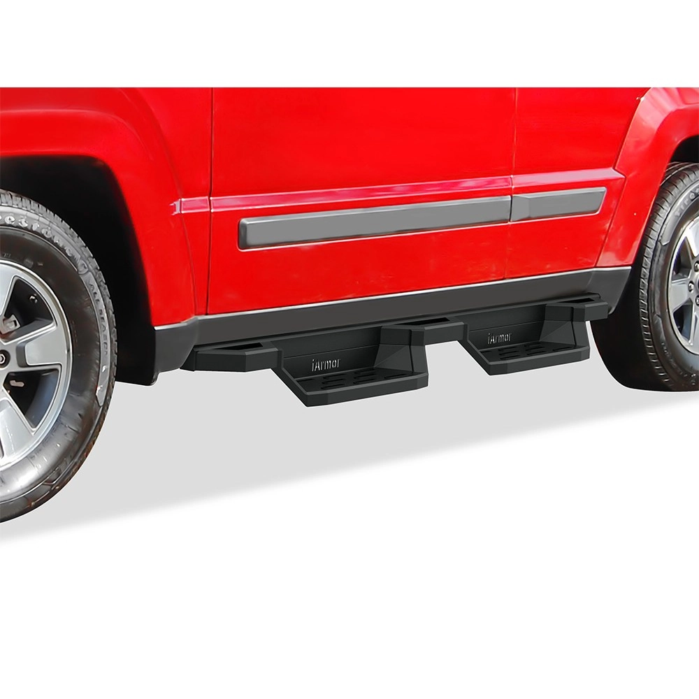 APS IA10NBA9B - Square Tube Drop Style Door-to-Door Black Stainless Steel Nerf Bars