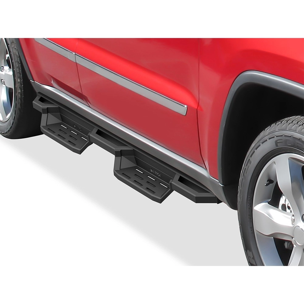 APS IA10NBG7B - Square Tube Drop Style Door-to-Door Black Stainless Steel Nerf Bars