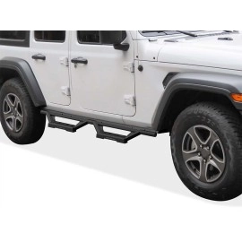 APS IA10WAA1B - Octagon Tube Drop Style Door-to-Door Black Stainless Steel Nerf Bars