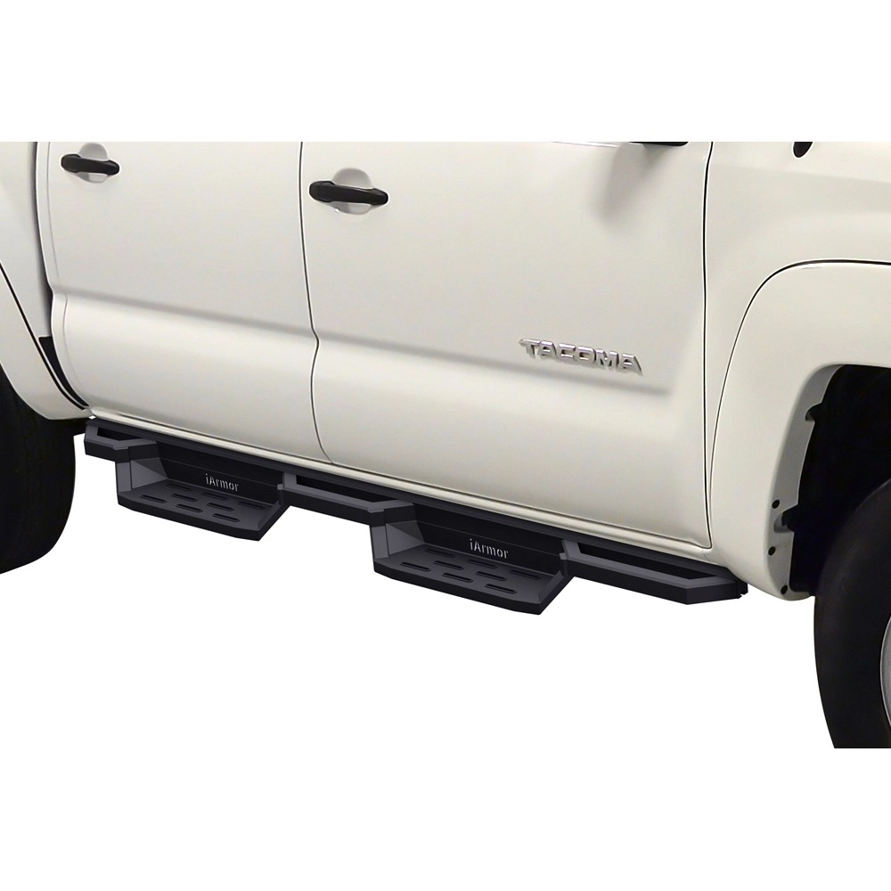 APS IA20NJE8B - Square Tube Drop Style Door-to-Door Black Stainless Steel Nerf Bars