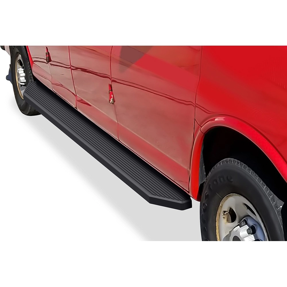 APS IB03RDJ0H - Flat Style Door-to-Door Black Stainless Steel Running Boards