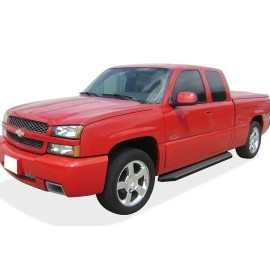 APS IB03RJJ4H - Flat Style Door-to-Door Black Stainless Steel Running Boards