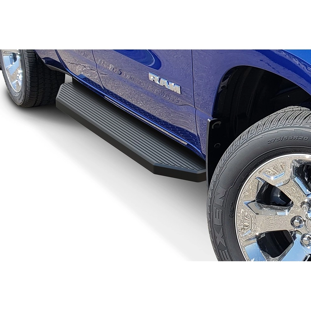 APS IB04RAE9H - Flat Style Door-to-Door Black Stainless Steel Running Boards