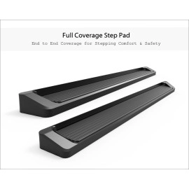 APS IB04RAG8B - 6" iRunning Board Door-to-Door Black Aircraft Aluminum Running Boards