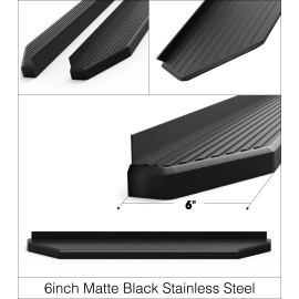 APS IB04RBJ8H - Flat Style Door-to-Door Black Stainless Steel Running Boards