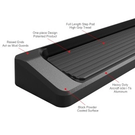 APS IB04RIA1B - 6" iRunning Board Door-to-Door Black Aircraft Aluminum Running Boards