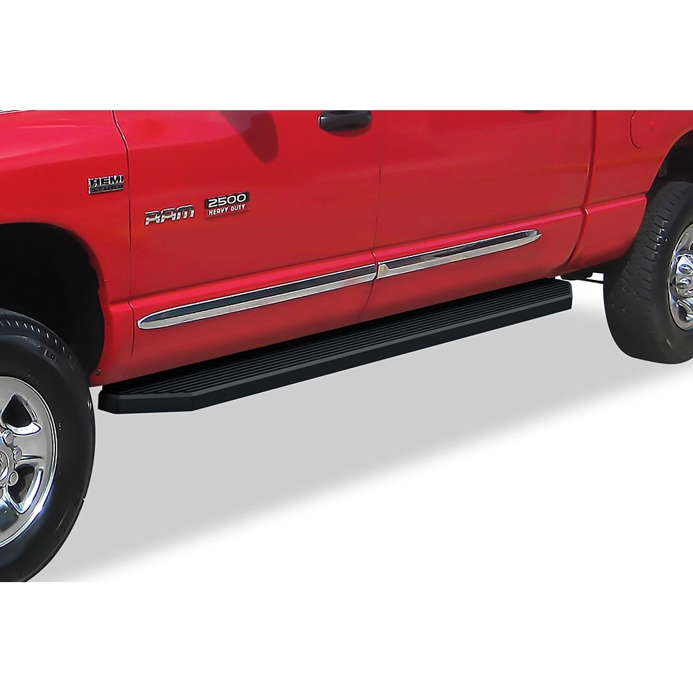 APS IB04RJD8H - Flat Style Door-to-Door Black Stainless Steel Running Boards