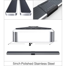 APS IB04WAG9LA - 5" iStep Style  Wheel-to-Wheel Hairline Stainless Steel Side Steps