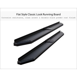 APS IB06PJJ9H - Flat Style Door-to-Door Black Stainless Steel Running Boards