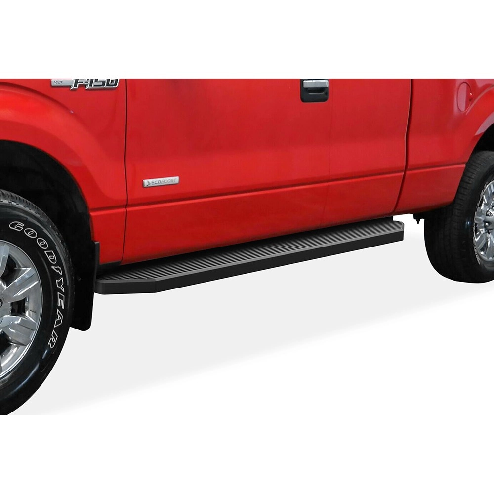 APS IB06RAG6H - Flat Style Door-to-Door Black Stainless Steel Running Boards