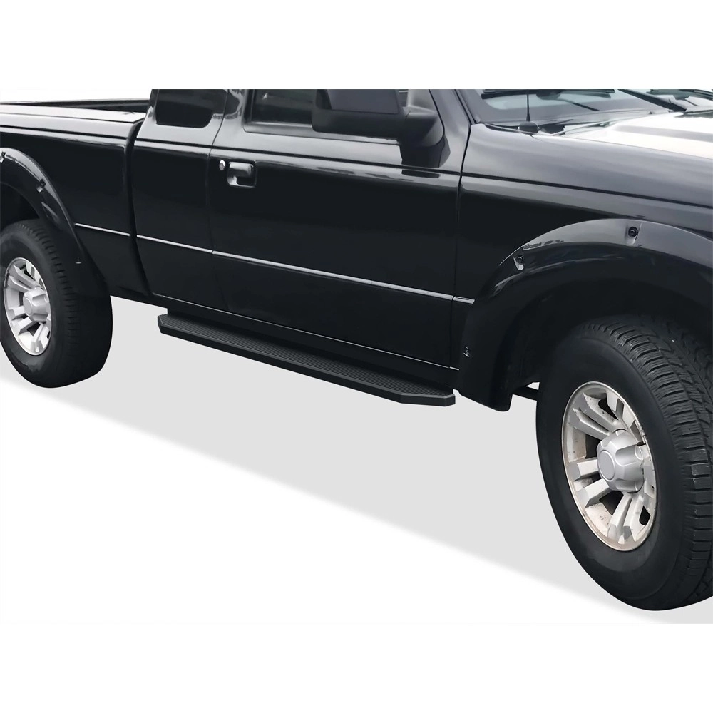 APS IB06RBA3H - Flat Style Door-to-Door Black Stainless Steel Running Boards