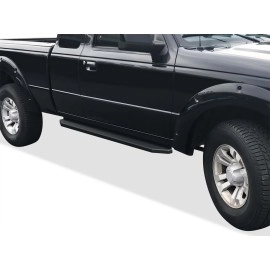 APS IB06RBA3H - Flat Style Door-to-Door Black Stainless Steel Running Boards