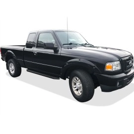 APS IB06RBA3H - Flat Style Door-to-Door Black Stainless Steel Running Boards