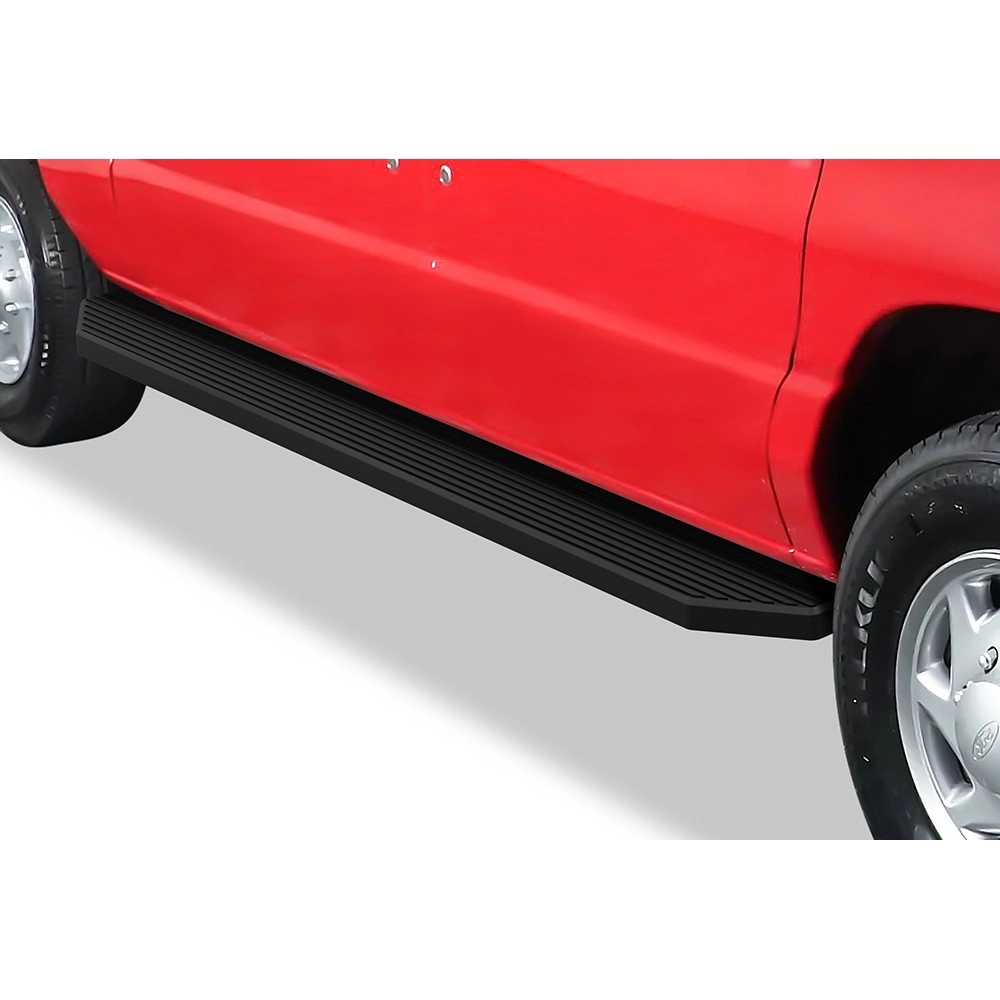 APS IB06RDJ4H - Flat Style Door-to-Door Black Stainless Steel Running Boards