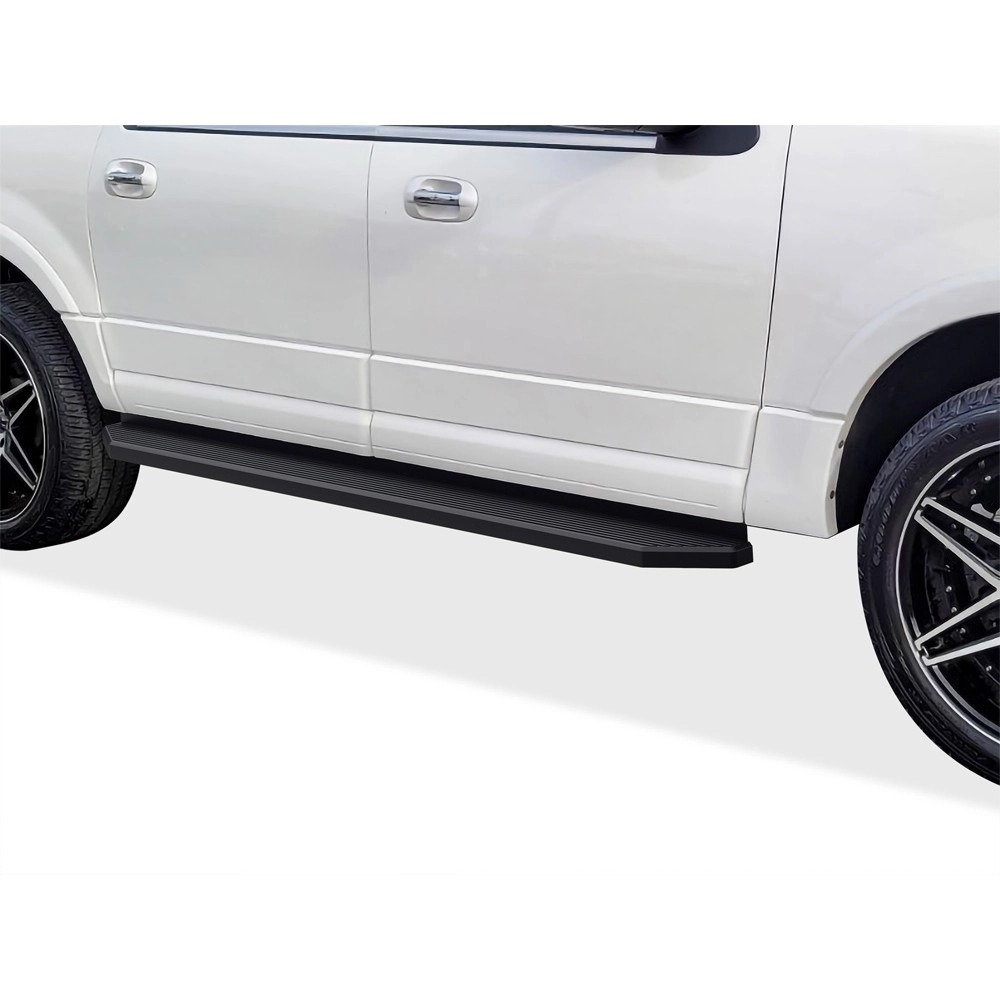 APS IB06RIB5H - Flat Style Door-to-Door Black Stainless Steel Running Boards