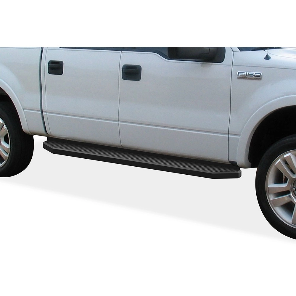 APS IB06RJD4H - Flat Style Door-to-Door Black Stainless Steel Running Boards