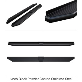 APS IB08PJF2H - Flat Style Door-to-Door Black Stainless Steel Running Boards