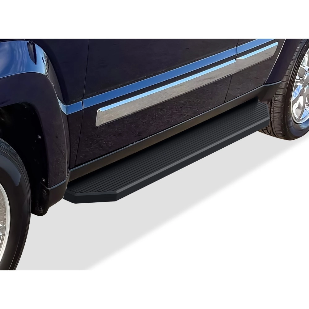 APS IB10PBA9J - Flat Style Door-to-Door Black Stainless Steel Running Boards