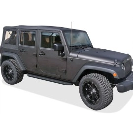 APS IB10RAJ7H - Flat Style Door-to-Door Black Stainless Steel Running Boards