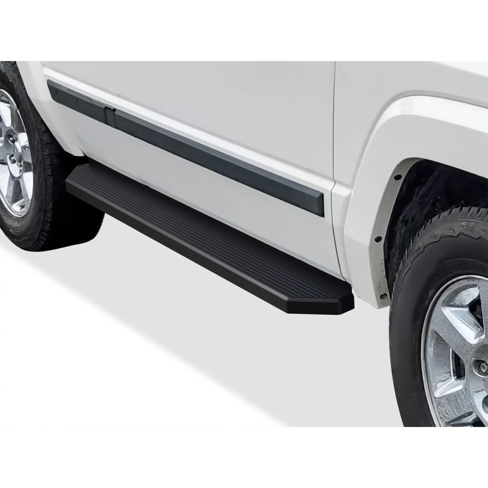 APS IB10RIF3H - Flat Style Door-to-Door Black Stainless Steel Running Boards