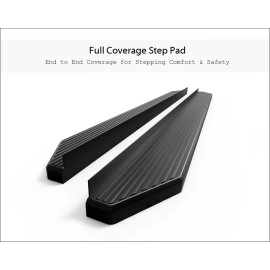 APS IB14RCF9H - Flat Style Door-to-Door Black Stainless Steel Running Boards