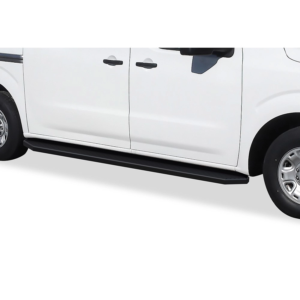 APS IB14RDJ7H - Flat Style Door-to-Door Black Stainless Steel Running Boards