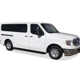 APS IB14RDJ7H - Flat Style Door-to-Door Black Stainless Steel Running Boards