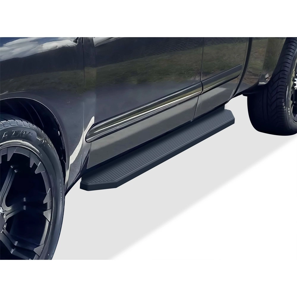 APS IB14RJD9H - Flat Style Door-to-Door Black Stainless Steel Running Boards